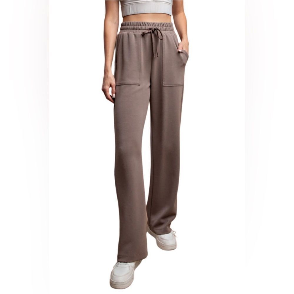 Rae Mode Modal Poly Span Straight Lounge Pants w/ Pockets Mocha size Small nwt
